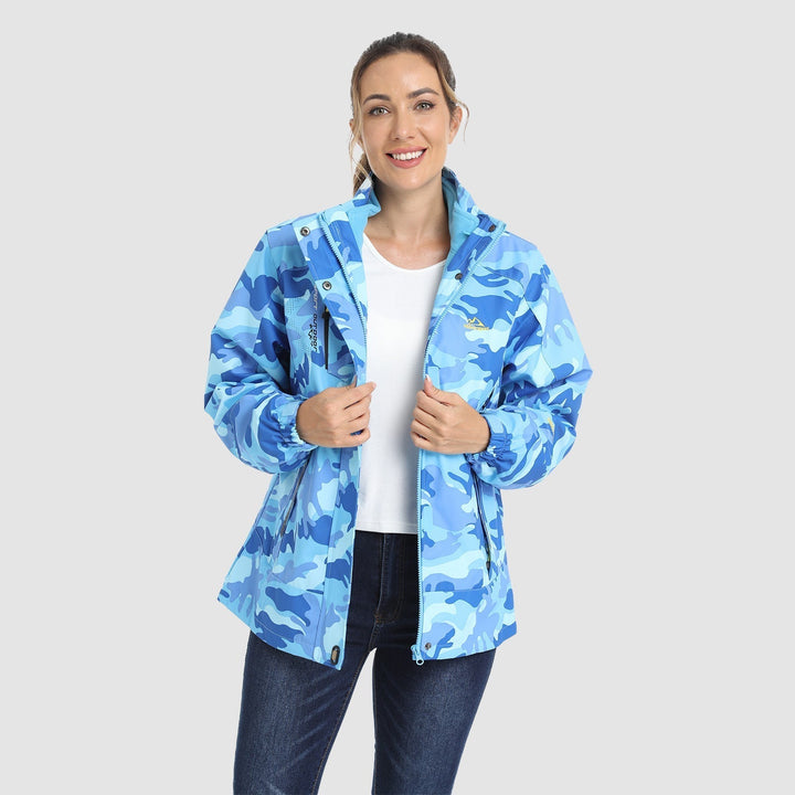 Veste de Ski Femme 3 en 1 Imperméable Doublée Polaire à Capuche