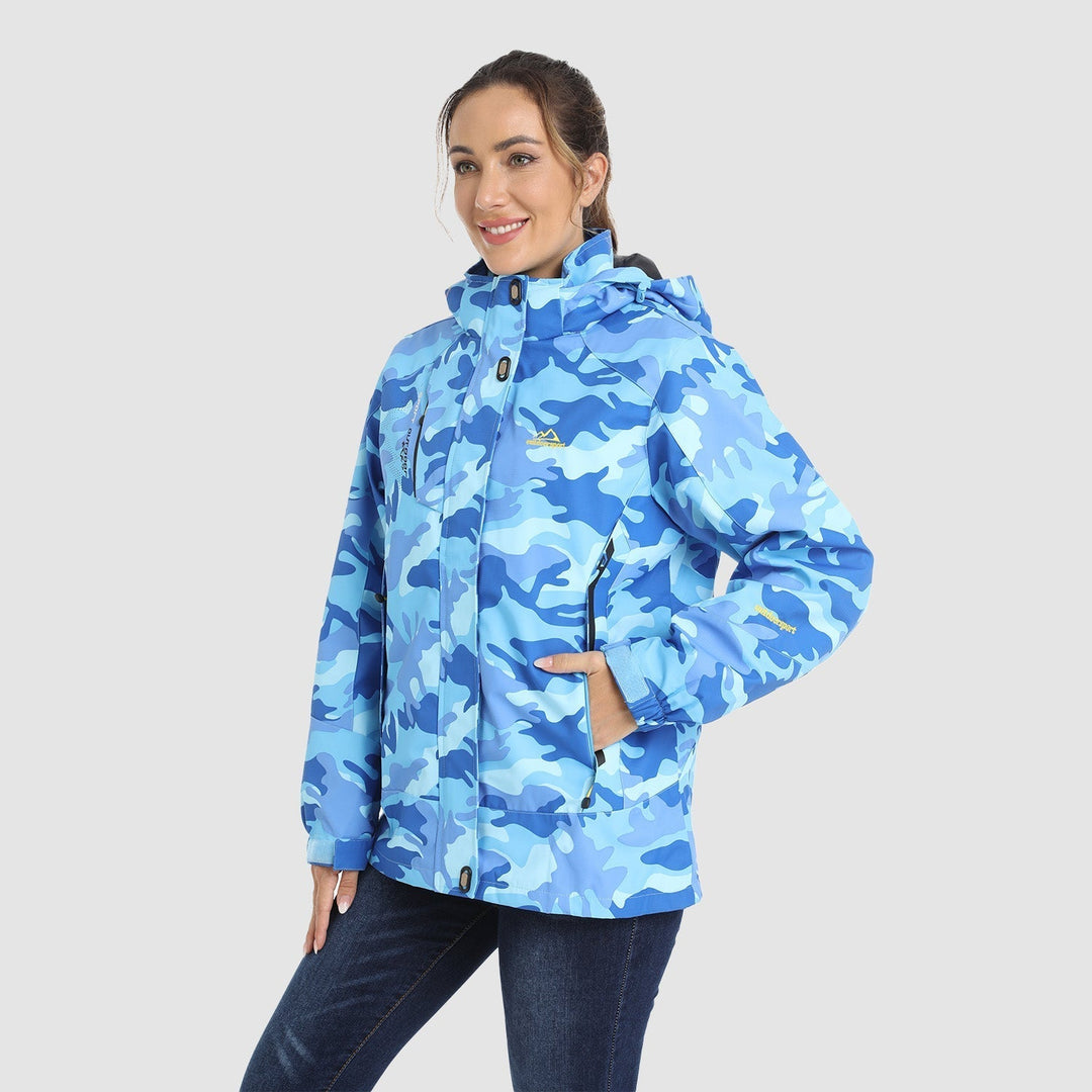 Veste de Ski Femme 3 en 1 Imperméable Doublée Polaire à Capuche