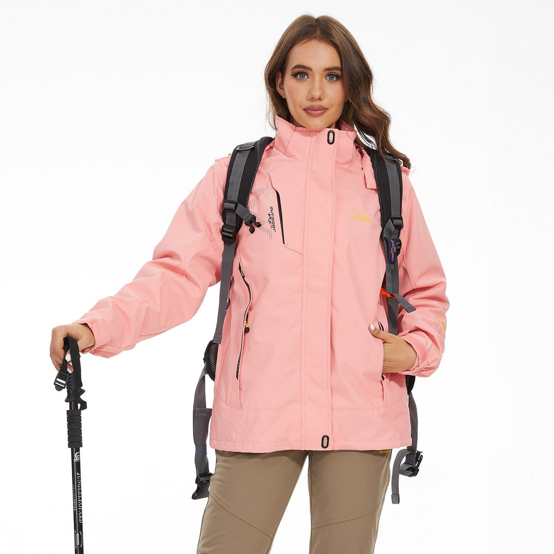 Veste de Ski Femme 3 en 1 Imperméable Doublée Polaire à Capuche