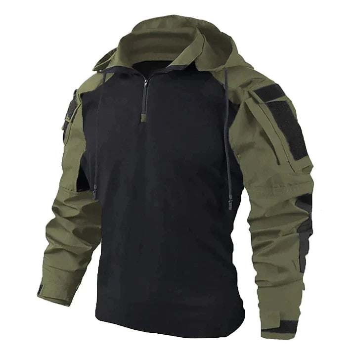 Sweat à Capuche Tactique pour Homme avec Zip et Poches sur les Manches