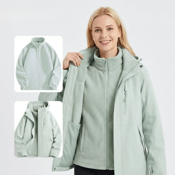 Veste De Pluie Femme 3 En 1 Imperméable Doublure Polaire Amovible