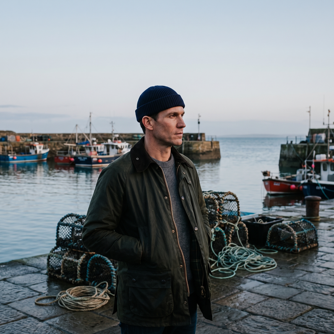 Bonnet Homme Pêcheur Court Côtelé Revers