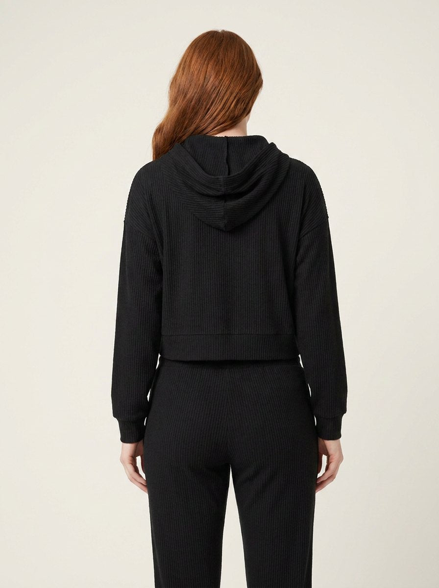 Ensemble Sweat Court et Pantalon Jogger en Velours Côtelé pour Femme