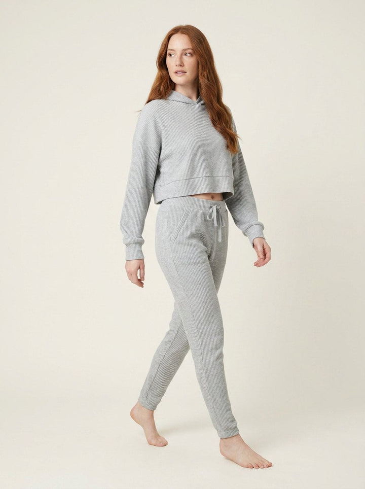 Ensemble Sweat Court et Pantalon Jogger en Velours Côtelé pour Femme