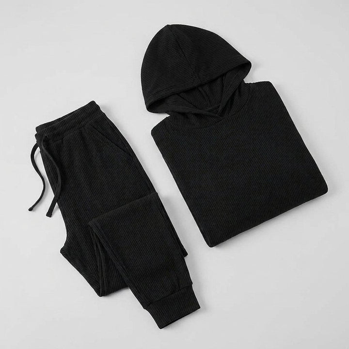 Ensemble Sweat Court et Pantalon Jogger en Velours Côtelé pour Femme