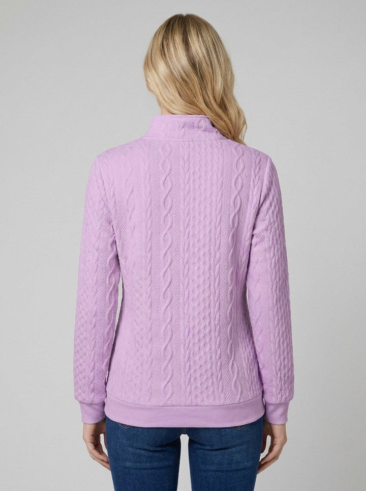 Pull Col Zippé Femme Maille Torsadée Texturée