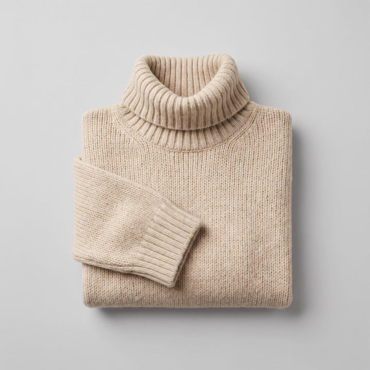 Pull Col Roulé Femme Maille Douce Coupe Décontractée