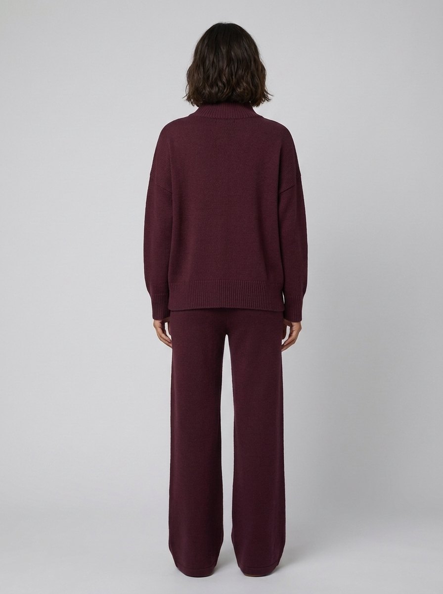 Ensemble Maille Col Roulé et Pantalon Large pour Femme
