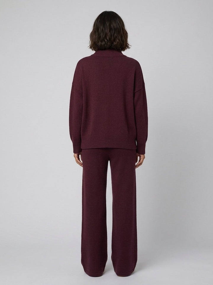 Ensemble Maille Col Roulé et Pantalon Large pour Femme