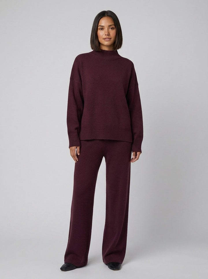 Ensemble Maille Col Roulé et Pantalon Large pour Femme