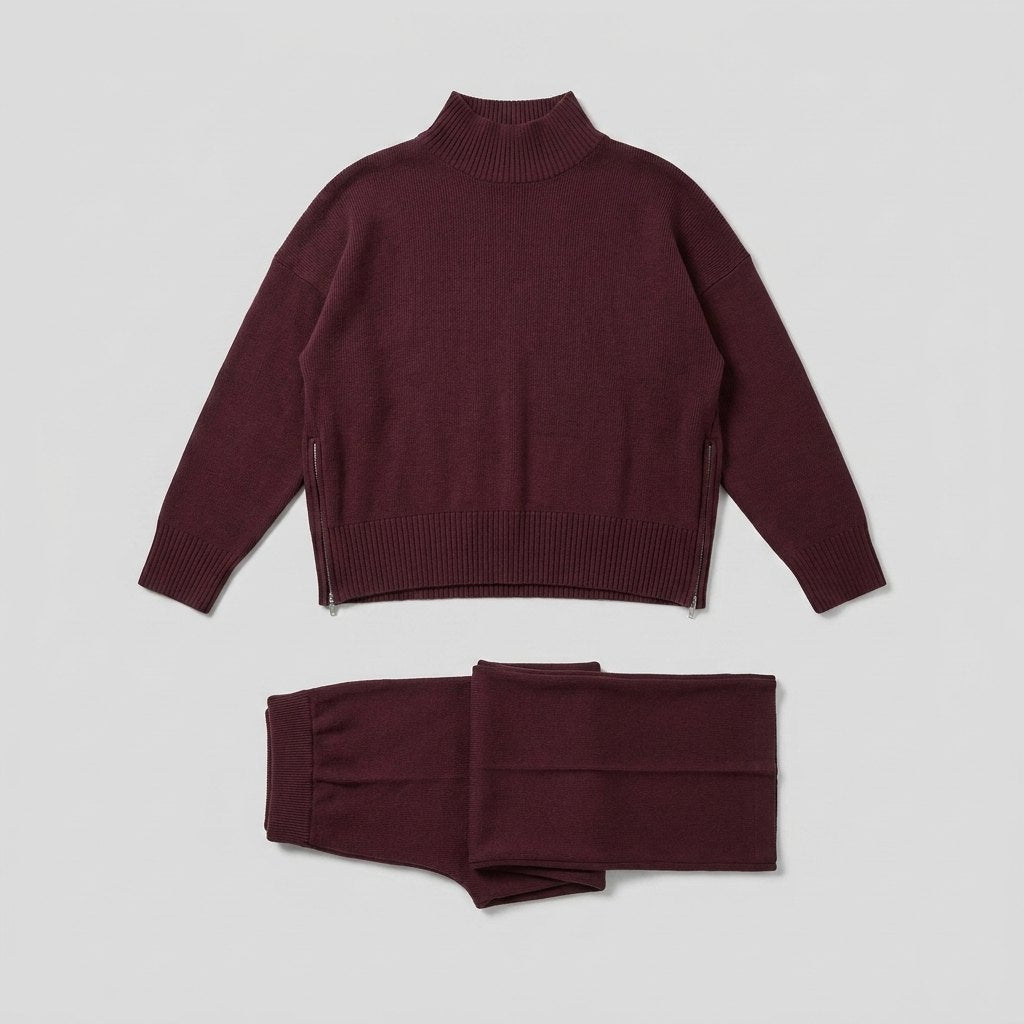 Ensemble Maille Col Roulé et Pantalon Large pour Femme
