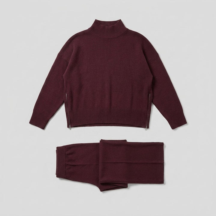 Ensemble Maille Col Roulé et Pantalon Large pour Femme