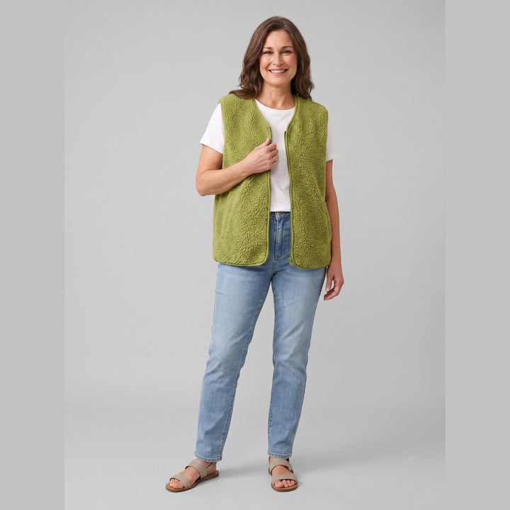 Gilet Polaire Femme Sherpa Sans Manches Boutonné
