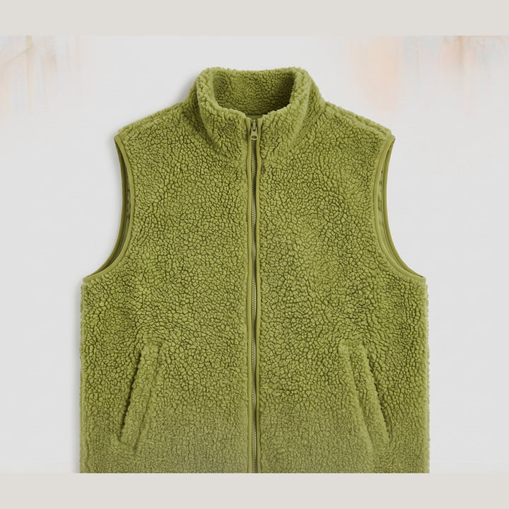 Gilet Polaire Femme Sherpa Sans Manches Boutonné