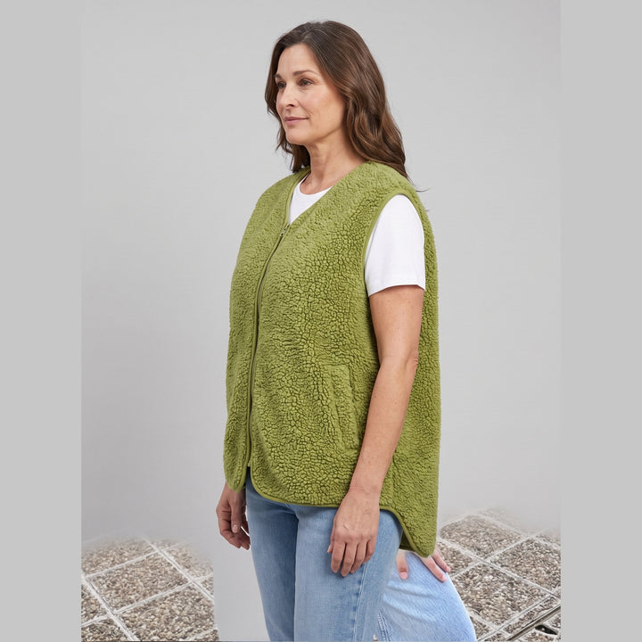 Gilet Polaire Femme Sherpa Sans Manches Boutonné