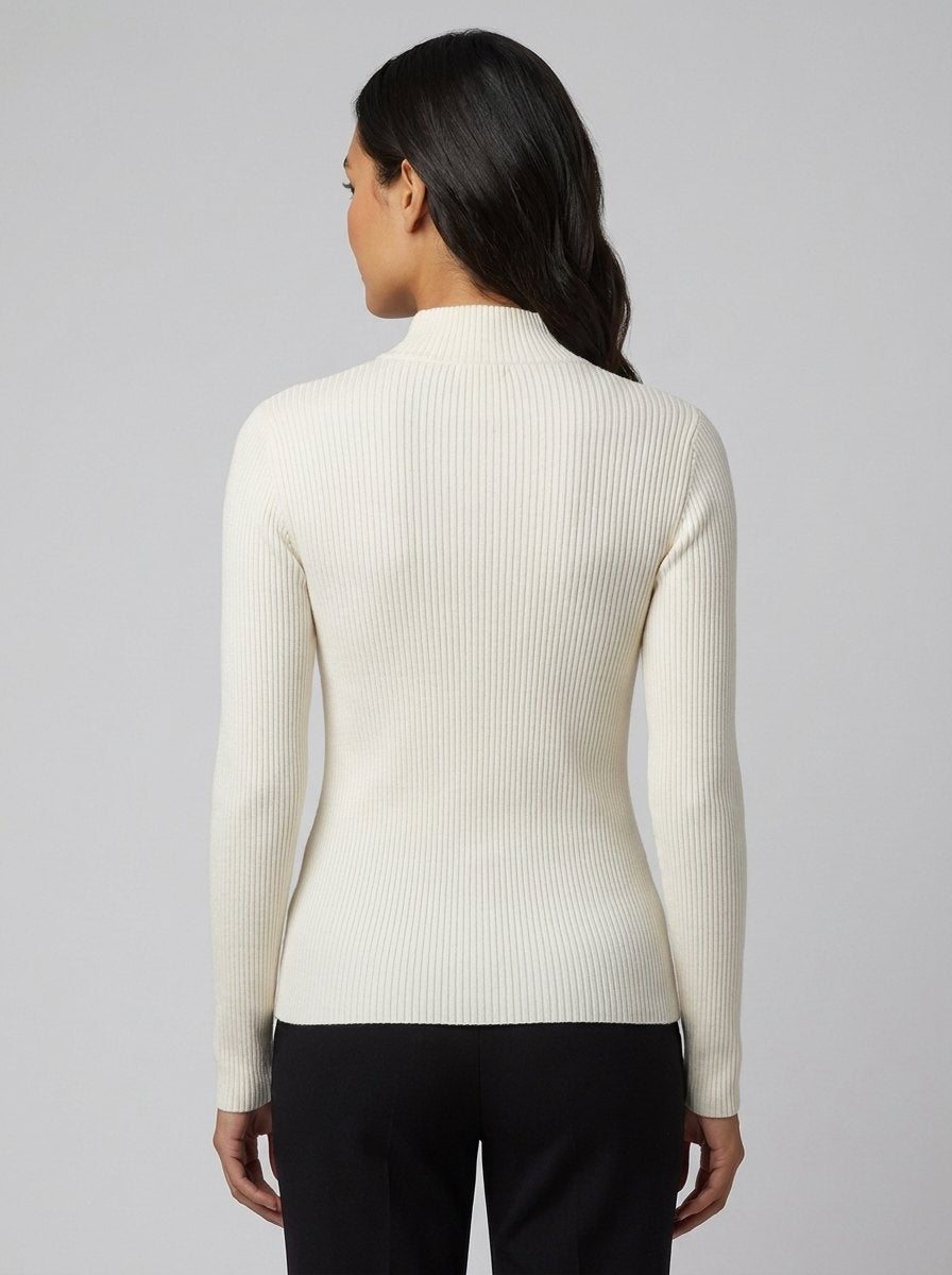 Cardigan Femme Maille Côtelée Ajusté Avec Double Fermeture À Glissière