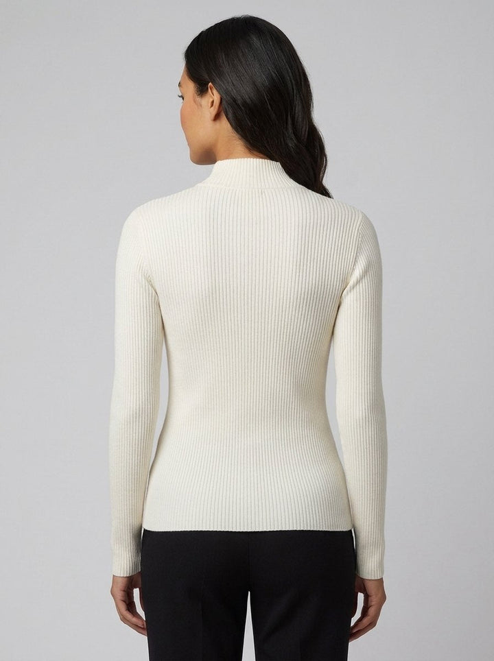 Cardigan Femme Maille Côtelée Ajusté Avec Double Fermeture À Glissière