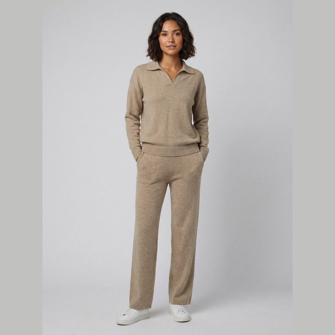 Ensemble Maille Polo et Pantalon Large pour Femme
