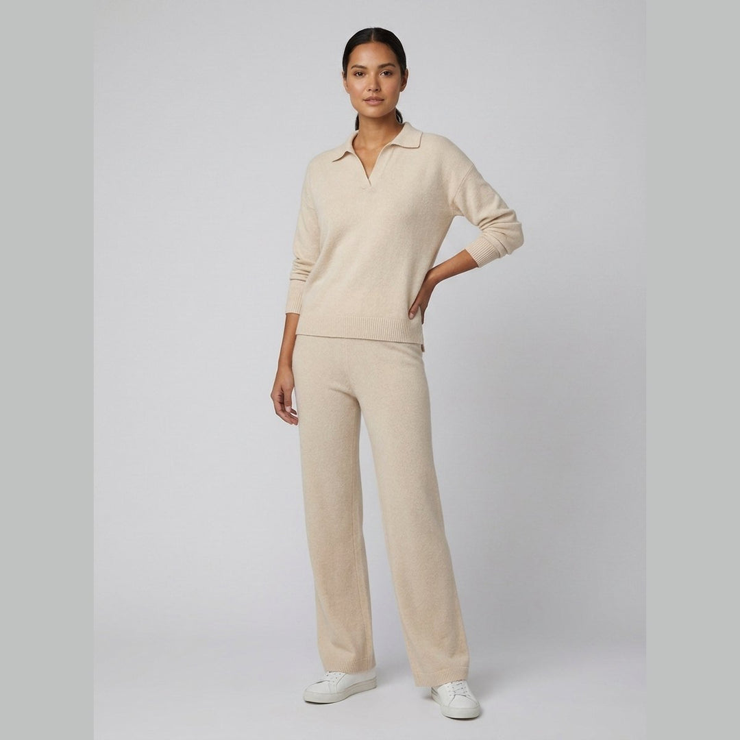 Ensemble Maille Polo et Pantalon Large pour Femme