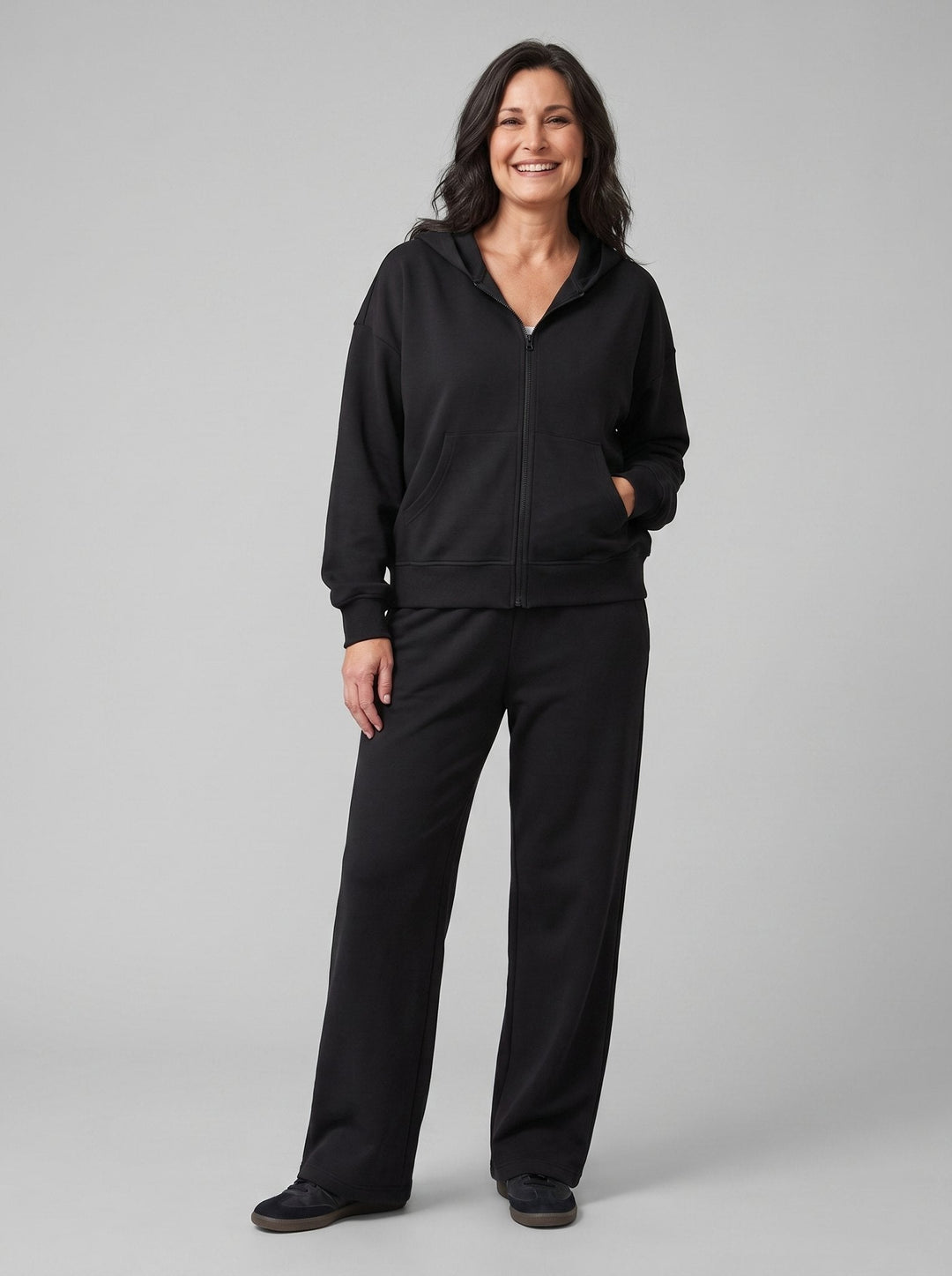 Ensemble Sweat à Capuche Zippé et Jogger Large pour Femme
