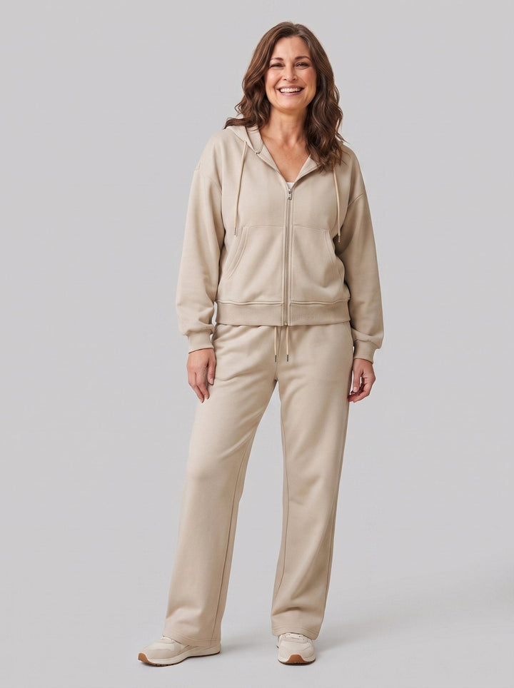 Ensemble Sweat à Capuche Zippé et Jogger Large pour Femme