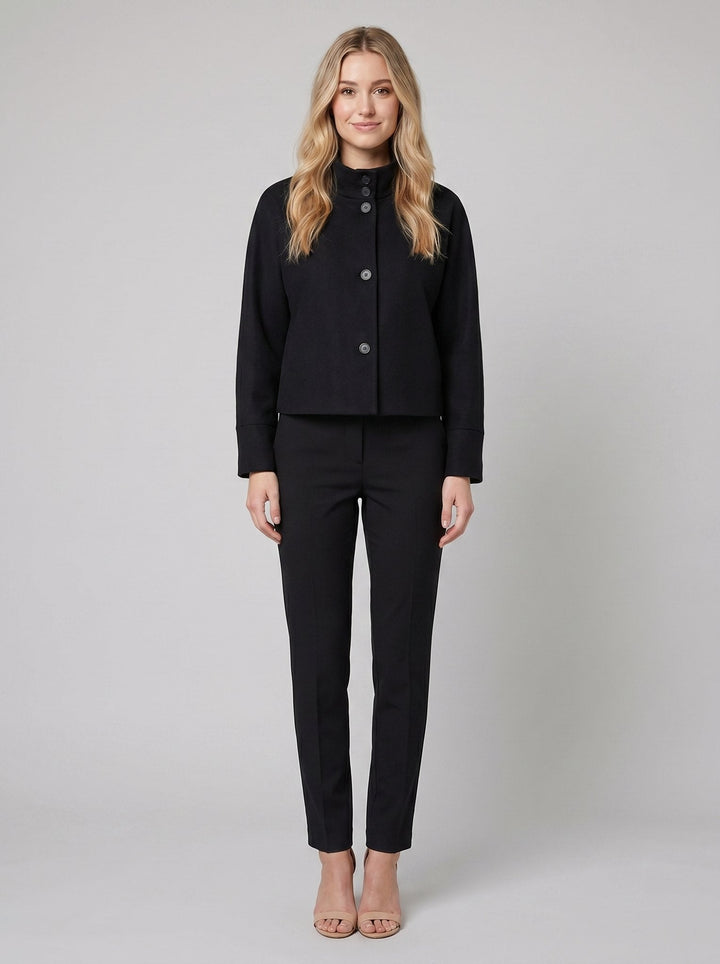 Veste Femme Col Montant Boutonnée Maille Laine