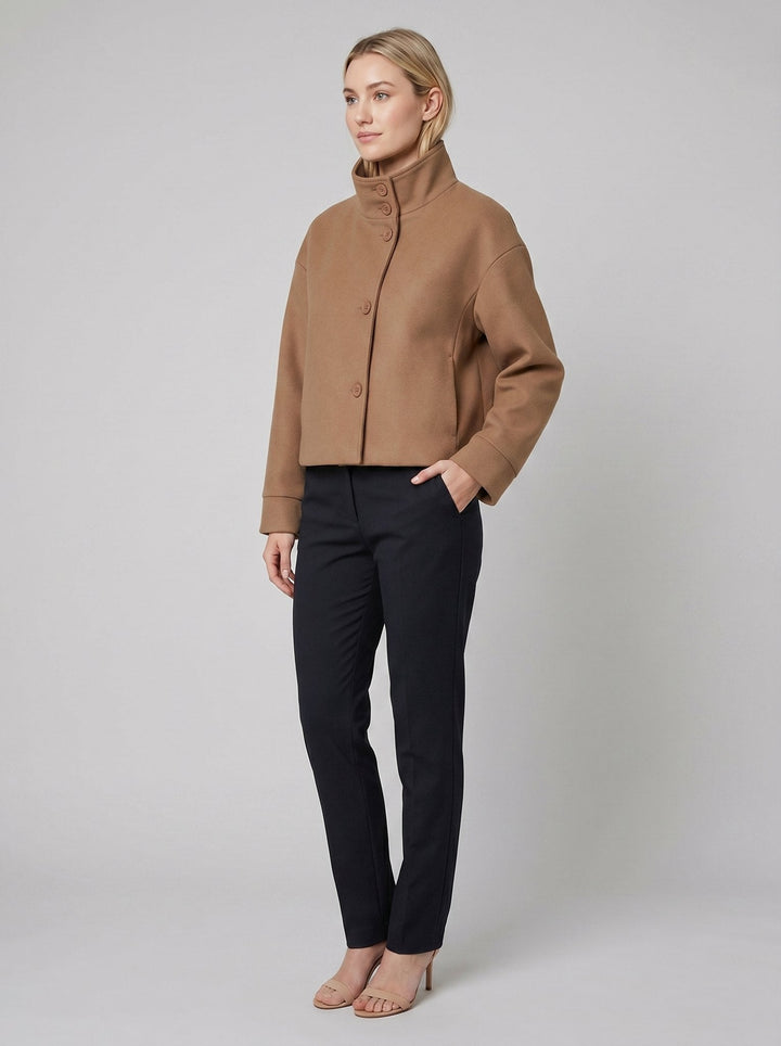 Veste Femme Col Montant Boutonnée Maille Laine