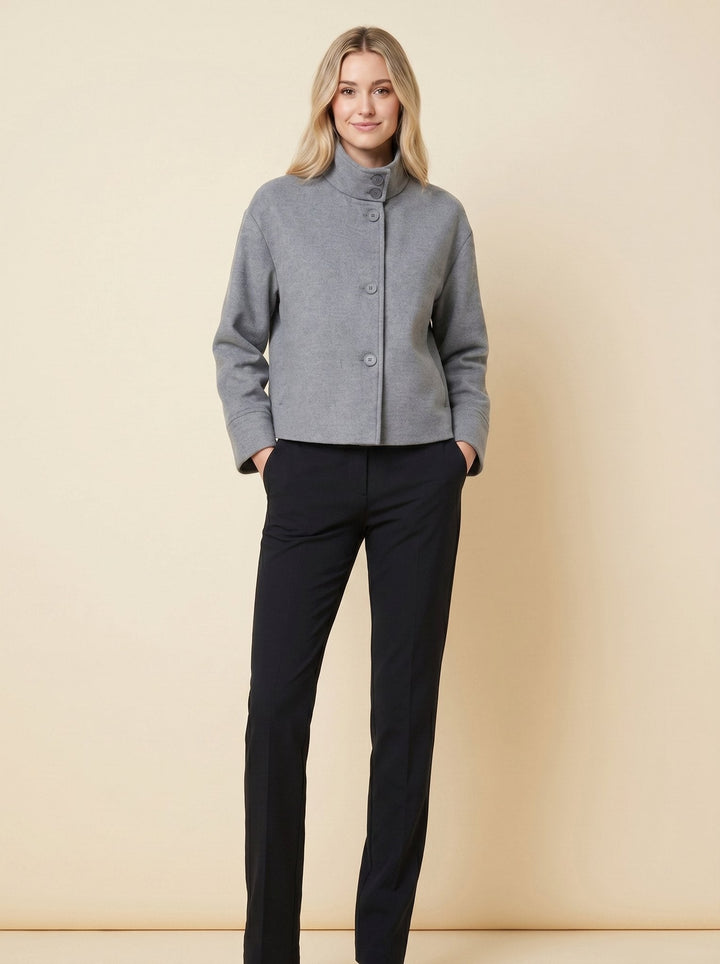 Veste Femme Col Montant Boutonnée Maille Laine