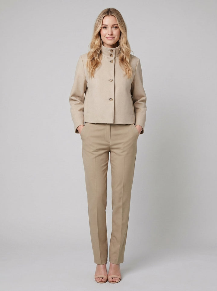 Veste Femme Col Montant Boutonnée Maille Laine