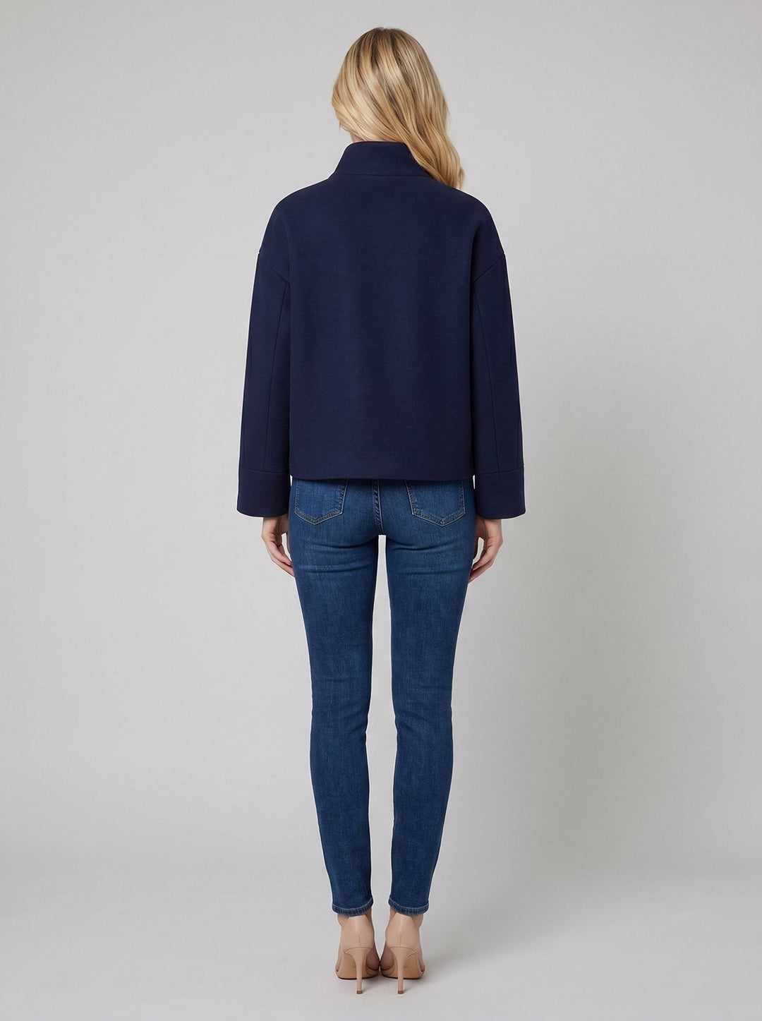 Veste Femme Col Montant Boutonnée Maille Laine