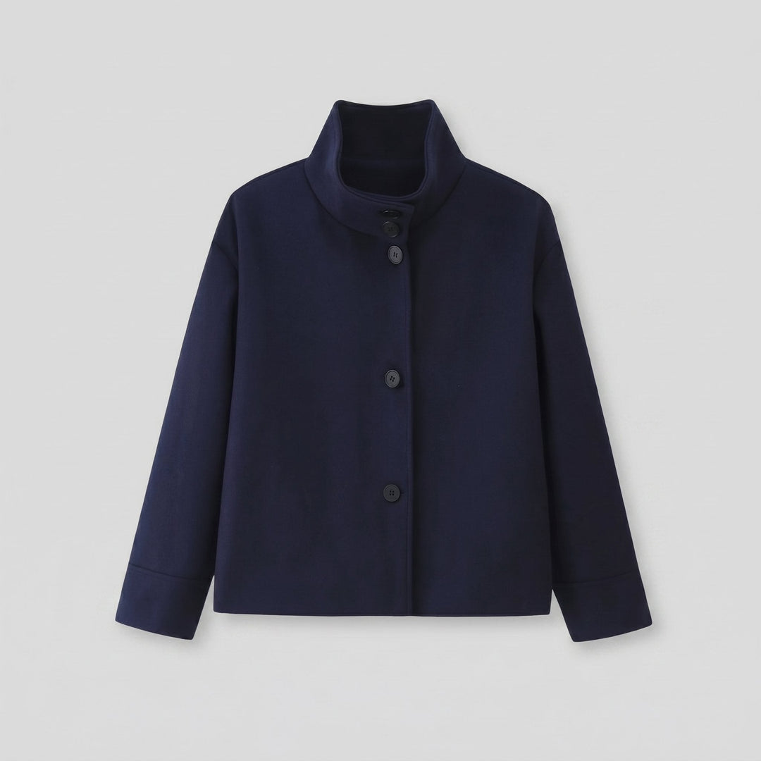 Veste Femme Col Montant Boutonnée Maille Laine