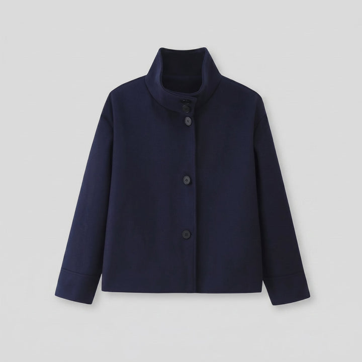 Veste Femme Col Montant Boutonnée Maille Laine