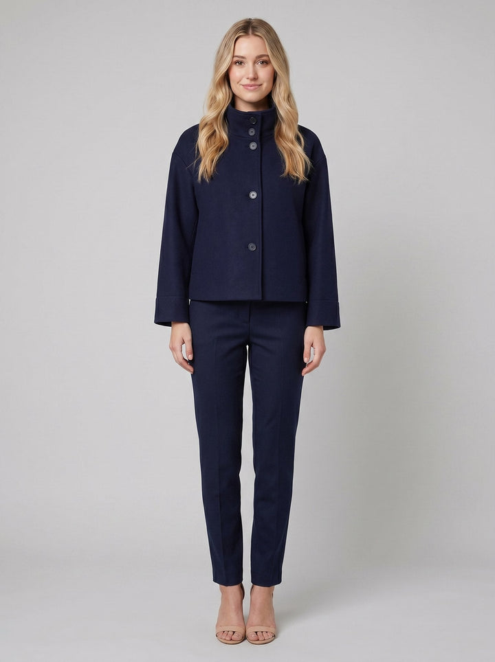 Veste Femme Col Montant Boutonnée Maille Laine