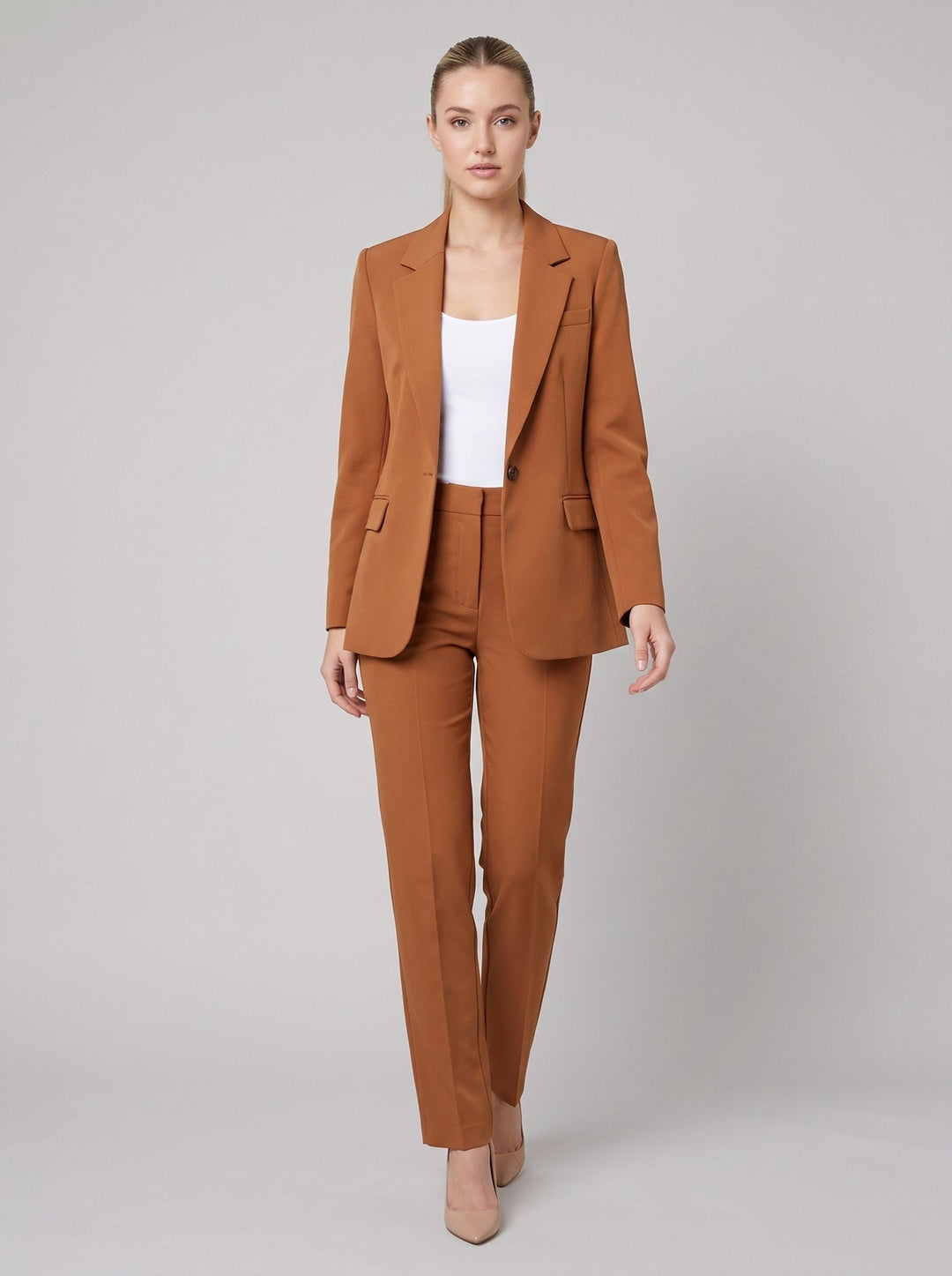 Ensemble Tailleur Blazer et Pantalon Ajusté pour Femme