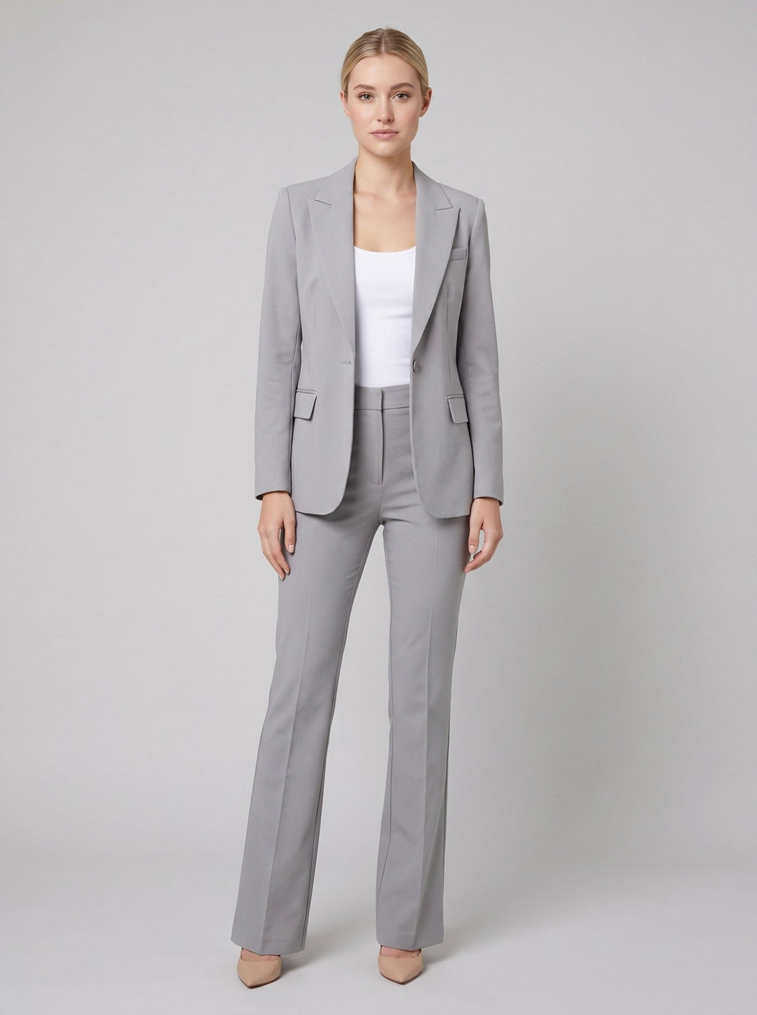 Ensemble Tailleur Blazer et Pantalon Ajusté pour Femme