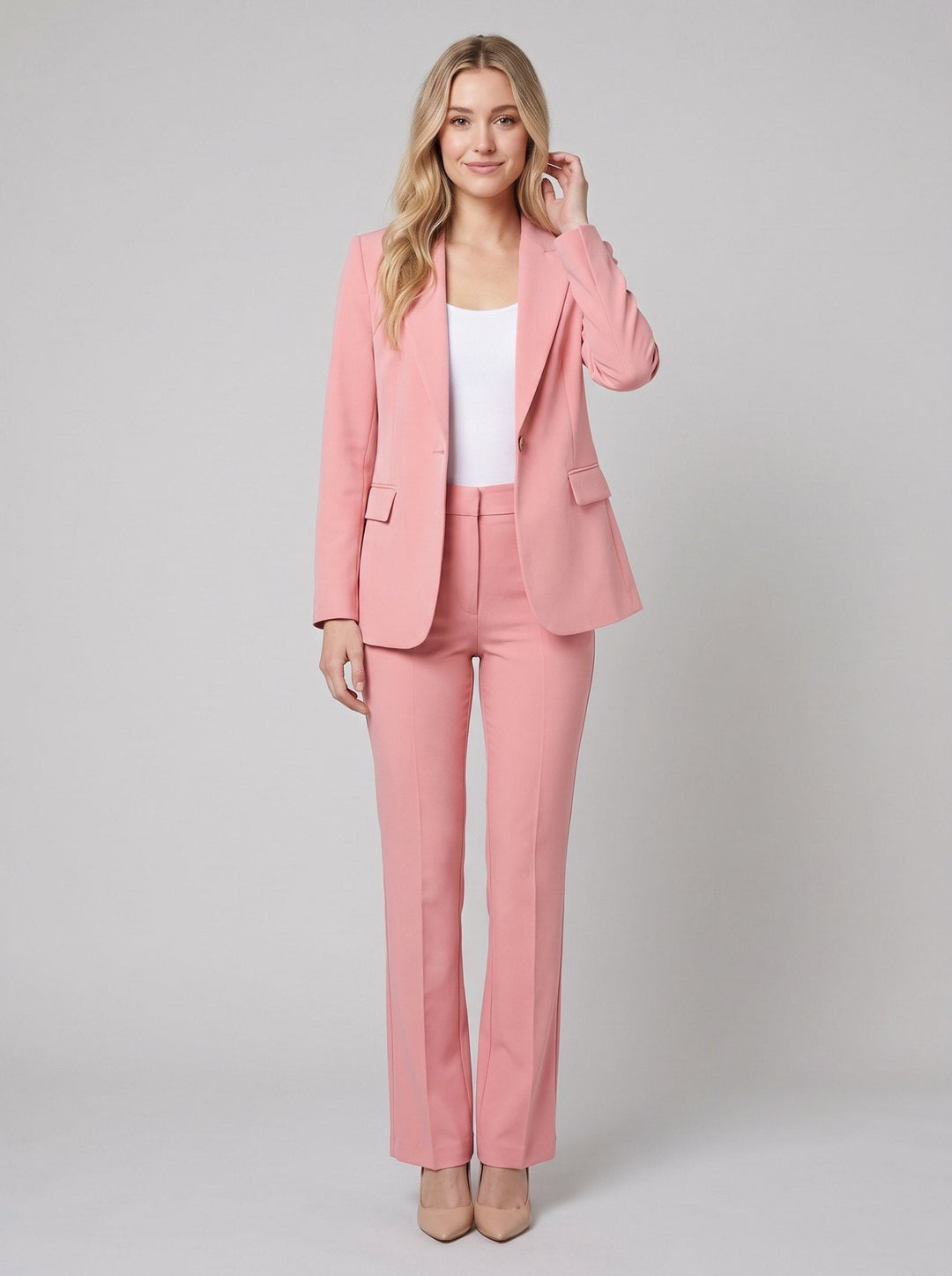 Ensemble Tailleur Blazer et Pantalon Ajusté pour Femme