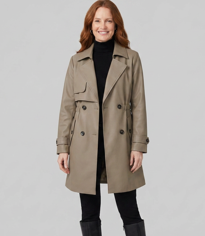 Trench Femme Ceinturé Col Revers Croisé Manches Longues