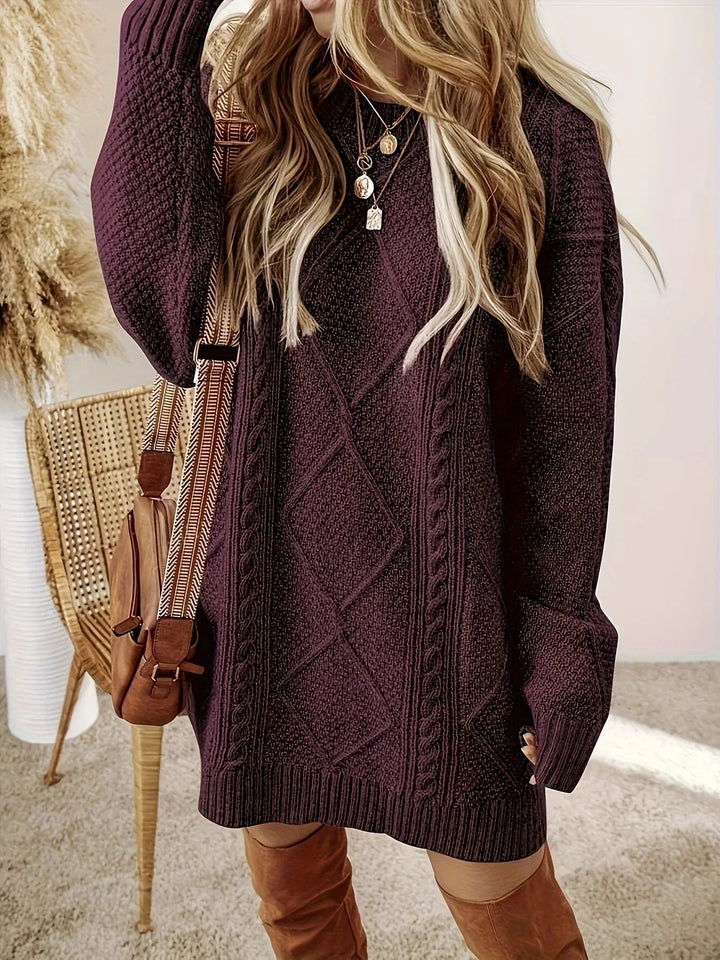 Robe-Pull Femme en Maille Torsadée – Coupe Oversize