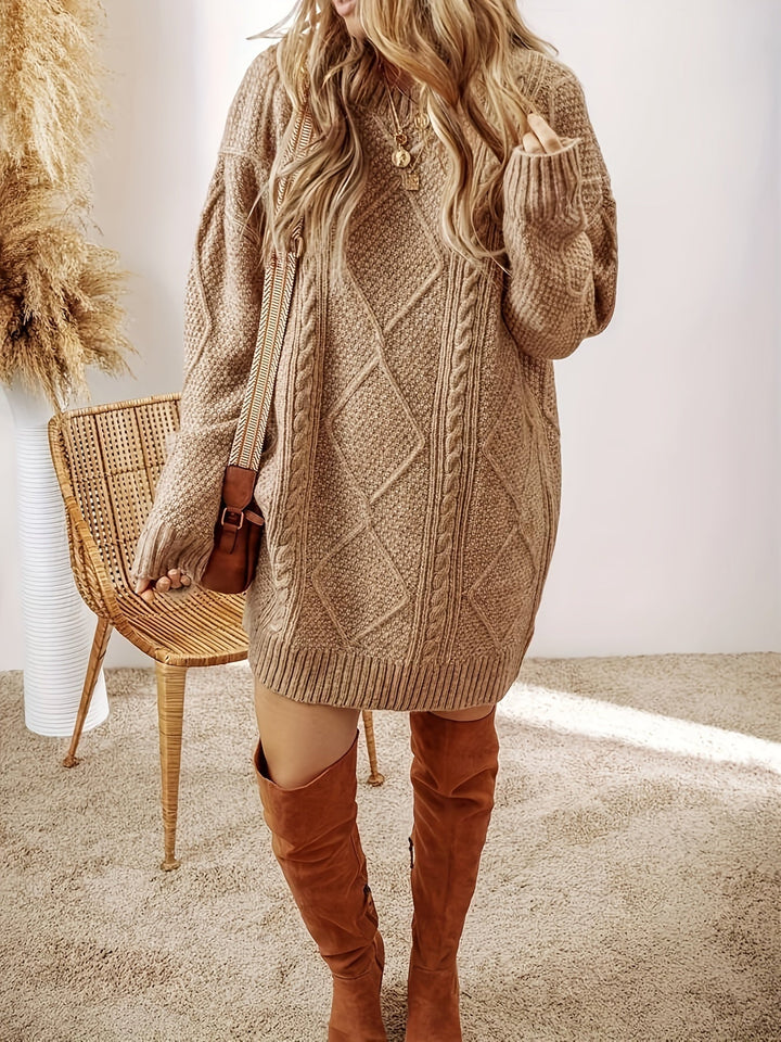 Robe-Pull Femme en Maille Torsadée – Coupe Oversize