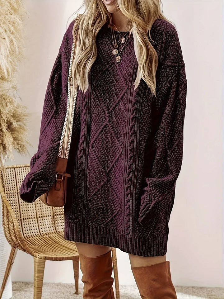 Robe-Pull Femme en Maille Torsadée – Coupe Oversize