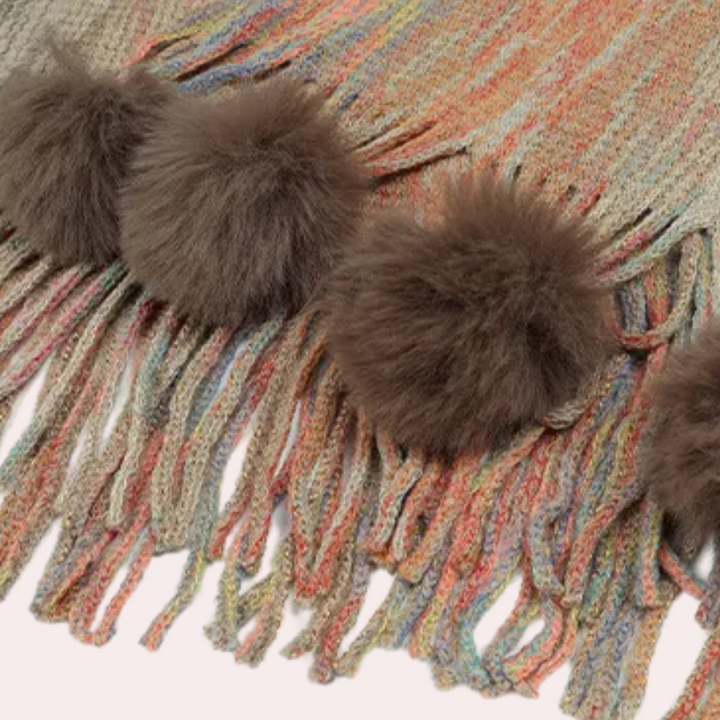 LIVIANA  - Châle Tricoté à Franges pour Dames