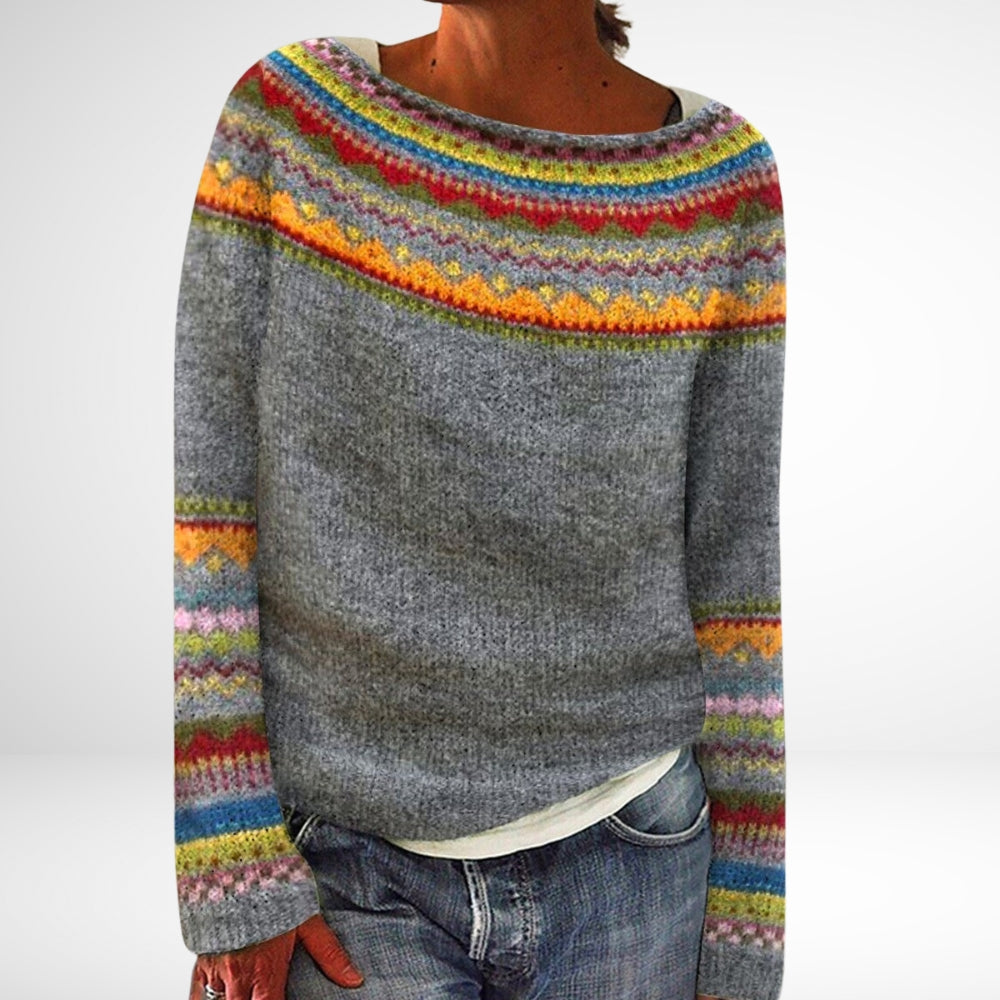 Pull Femme Motif Nordique en Laine Mélangée