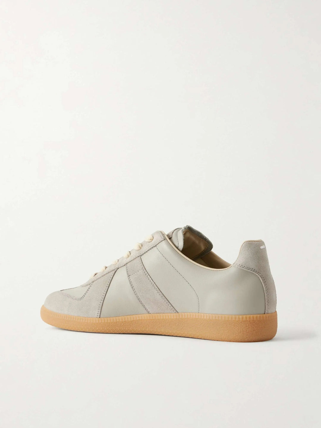 Hommes Baskets décontractées blanches en cuir et daim avec semelle en caoutchouc