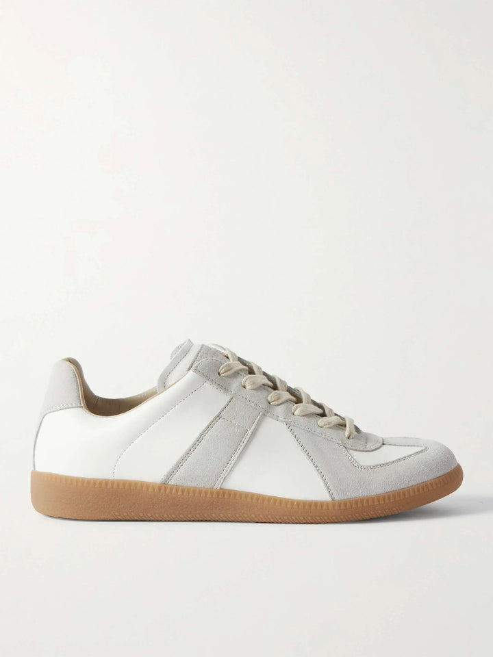 Baskets Basses en Cuir de Veau et Daim à Semelle Gomme pour Homme