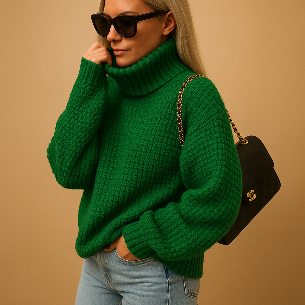 Pull Col Roulé Femme en Maille – Coupe Décontractée