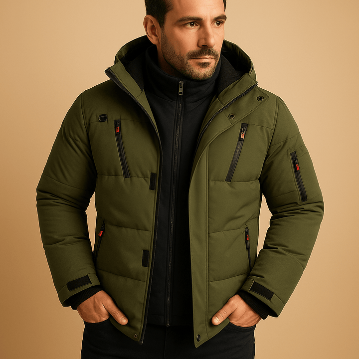 Veste d’Hiver Homme Imperméable à Capuche Coupe Regular