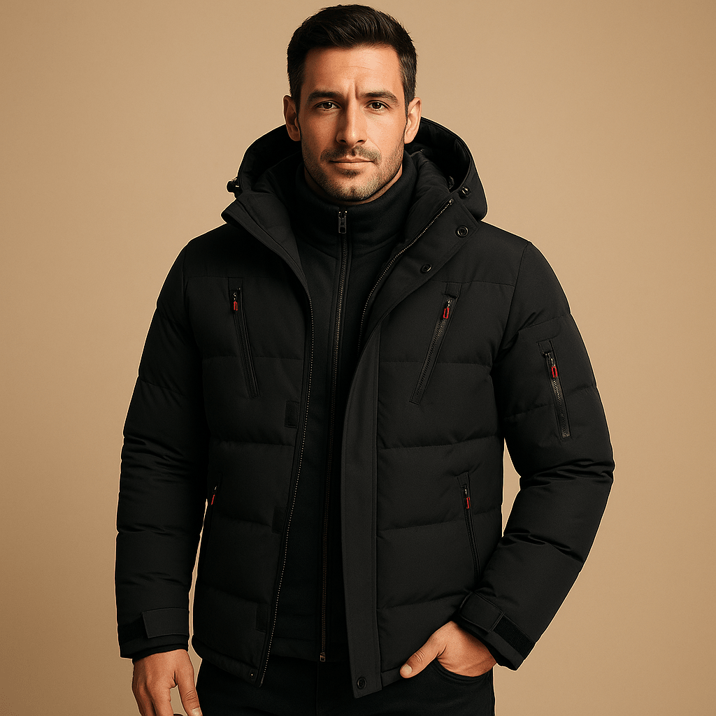 Veste d’Hiver Homme Imperméable à Capuche Coupe Regular