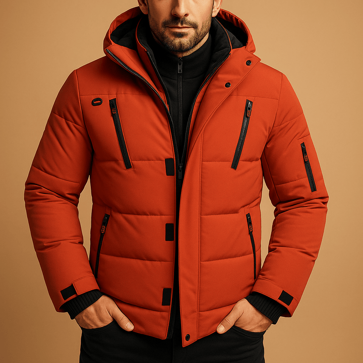 Veste d’Hiver Homme Imperméable à Capuche Coupe Regular