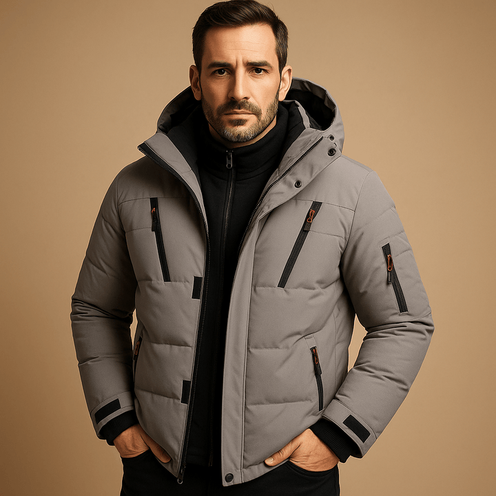 Veste d’Hiver Homme Imperméable à Capuche Coupe Regular