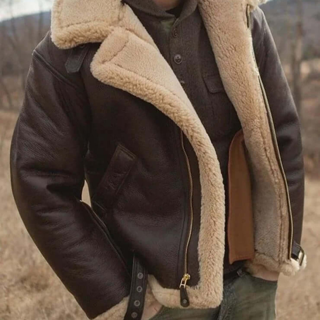 Veste Aviateur Homme Doublée en Peau de Mouton
